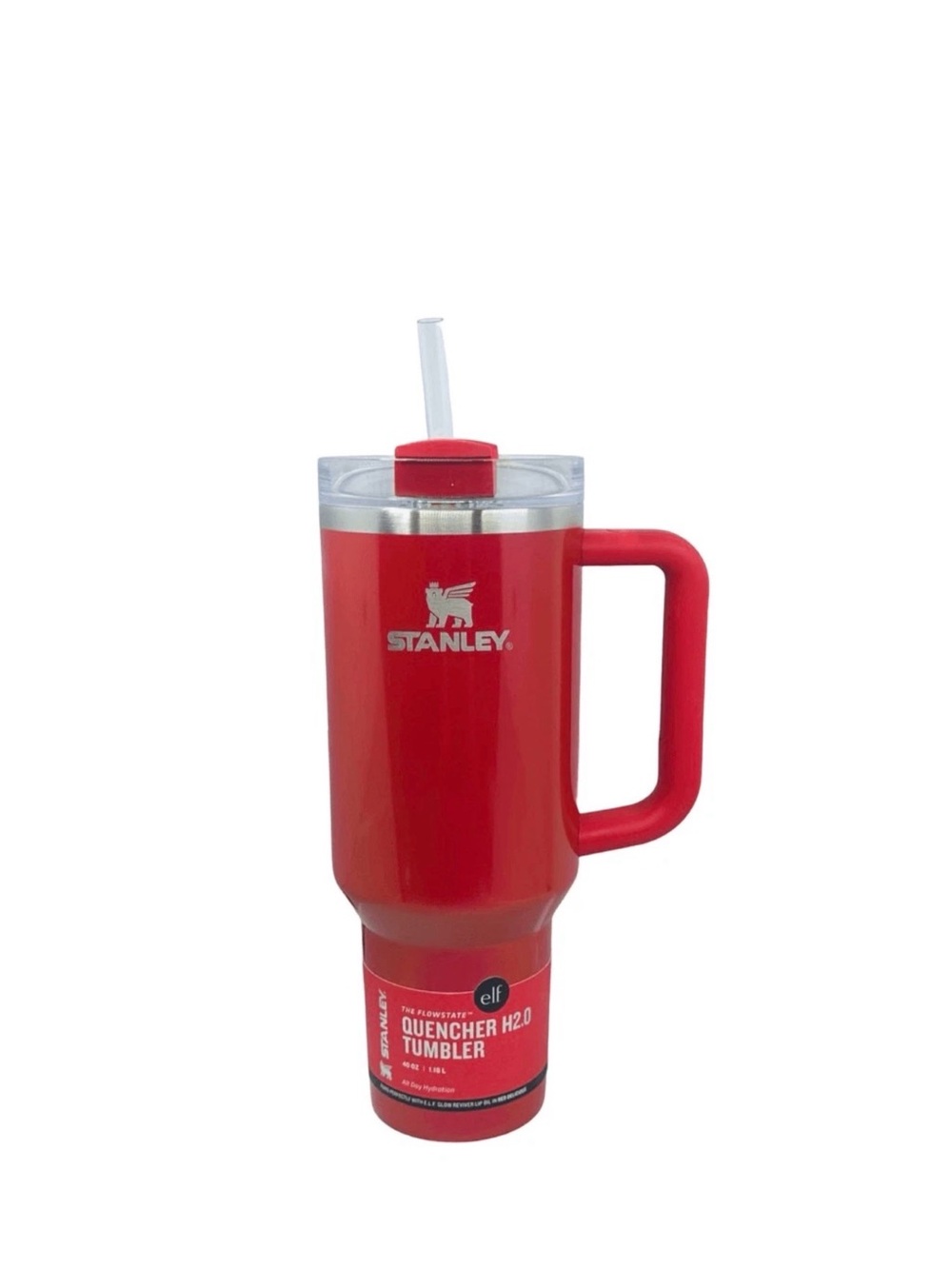 Stanley and elf collaborated Red Insulated Travel Tumbler. 40oz Quencher H2O